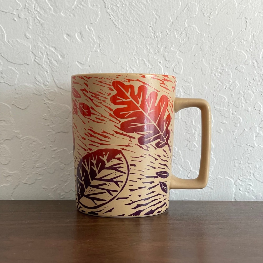 Starbucks Ceramic Coffee Mug 12oz Fall Leaves Autumn Pumpkin Spice Latte Holiday